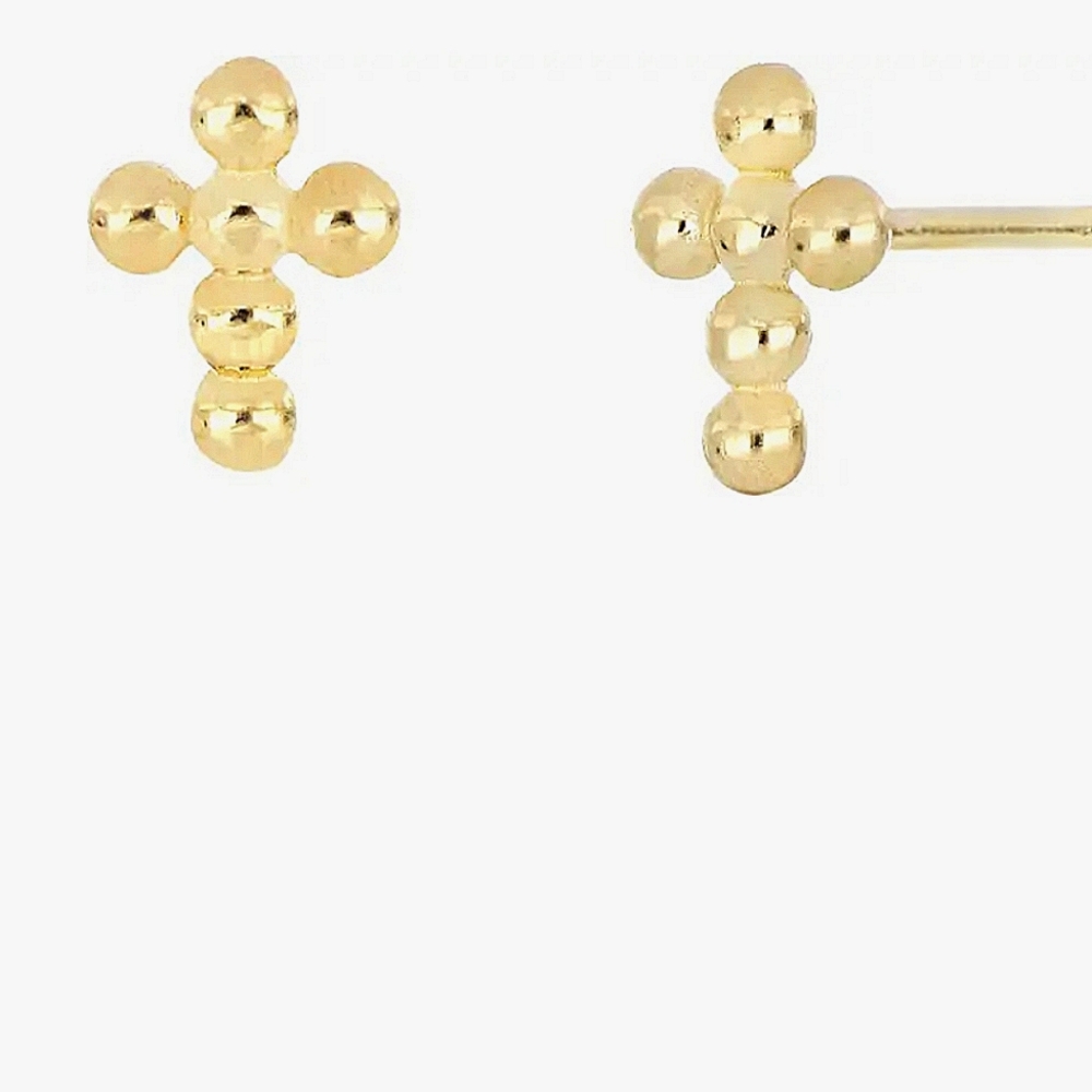 SOLD Bony Levy NEW 14k gold cross stud earrings - Picture 1 of 5